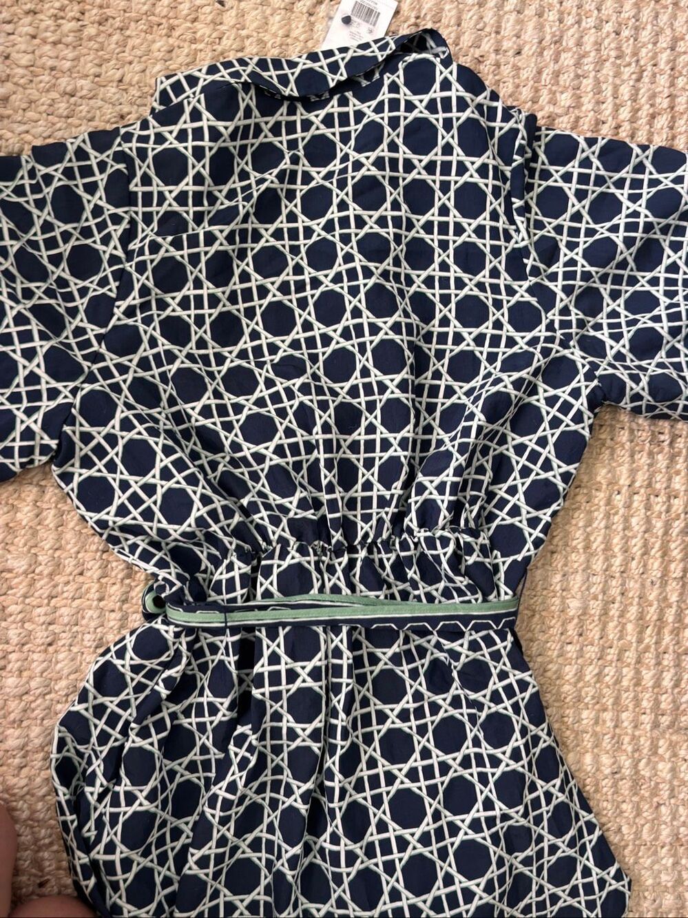 NWT Crown & Ivy Navy Geometric Belted Shirt Dress Midi Coastal Preppy Tuckernuck - Picture 10 of 10